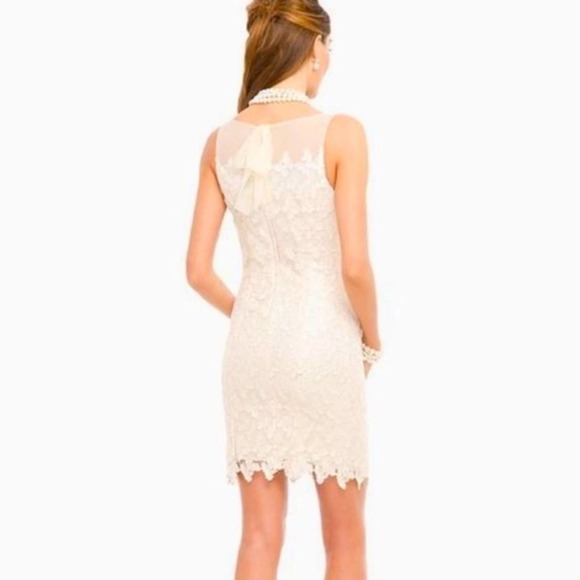 Lilly Pulitzer Fulton Dress Gold Metallic Papillon Lace - Picture 3 of 14